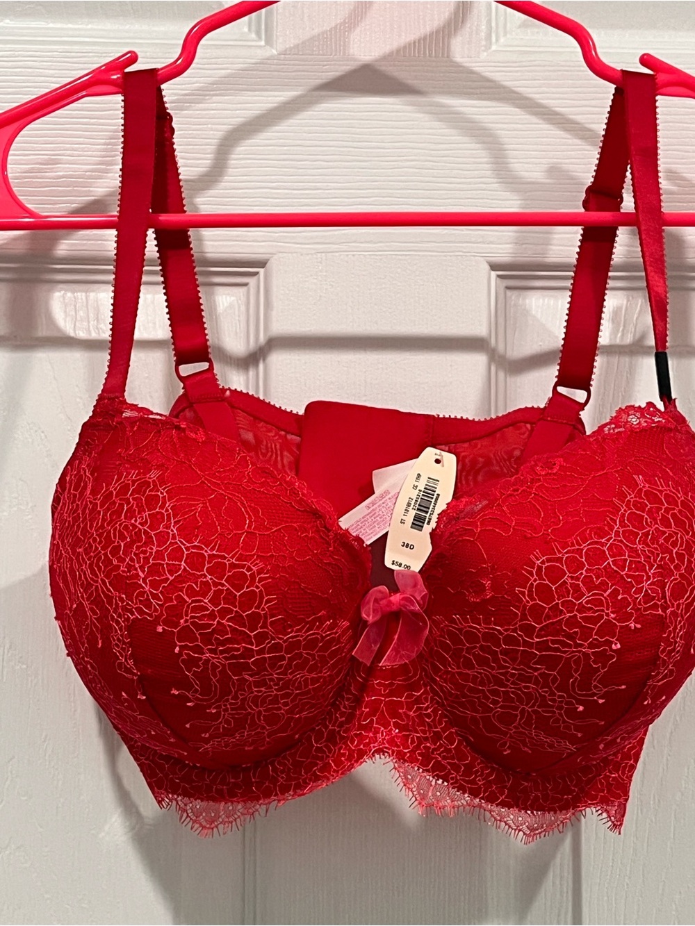 Victoria's Secret Scarlet Lace Underwire Bra with Floral Motif